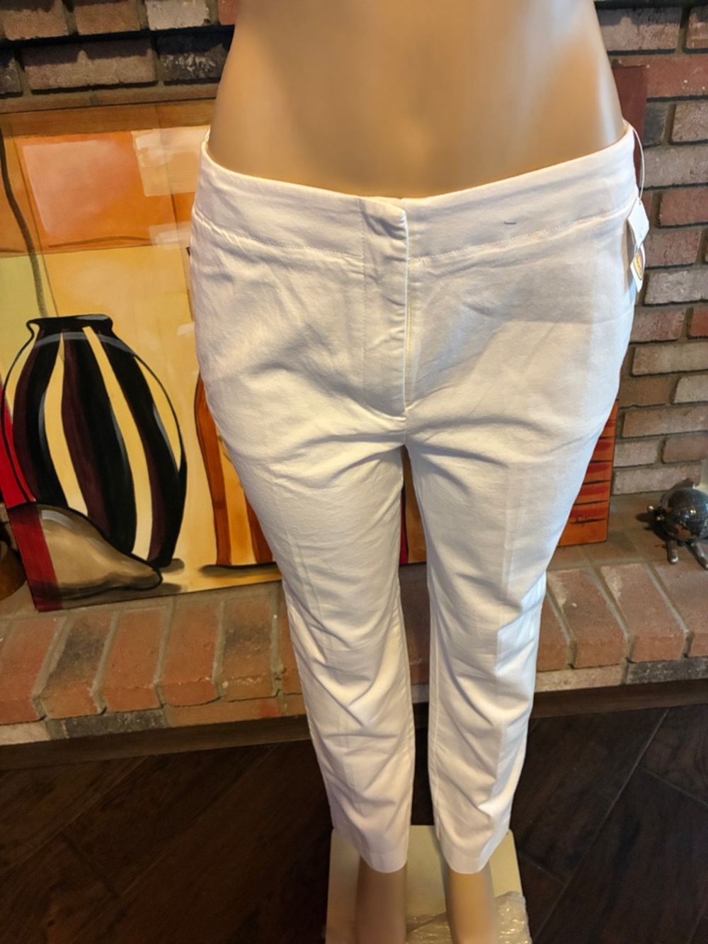 CAbi White Slim Cropped Pants
